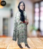 Women's Floral Print Cotton Salwar Kameez Set with Dupatta, White and Pink, Traditional Indian Ethnic Wear