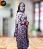 Women's Purple Floral Print Cotton Kurti Set with Lace Detail, Traditional Ethnic Wear with Dupatta