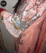 Floral Print Salwar Kameez Set, Peach Pink Cotton Kurti with Embroidery, Traditional Indian Dress
