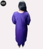 Traditional Purple Embroidered Kurti Set with Floral Dupatta, Cotton Salwar Suit with Silver Work